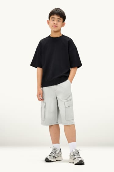 Children Boys - Denim Bermuda shorts - light gray