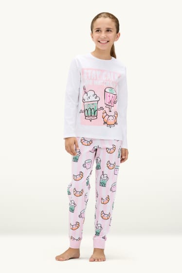 Children Girls - Multipack of 2 - breakfast - pyjamas - 4 piece - green / rose