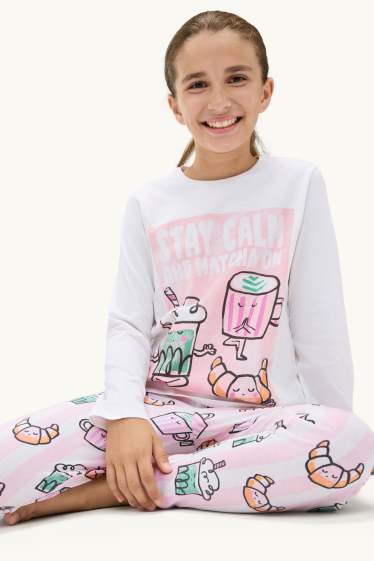 Children Girls - Multipack of 2 - breakfast - pyjamas - 4 piece - green / rose