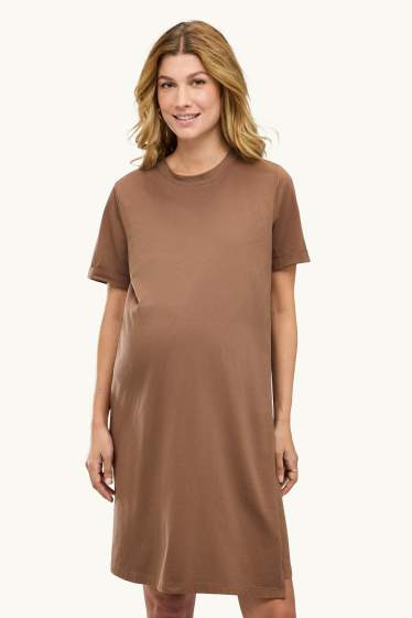 Women - Nursing T-shirt dress - light brown