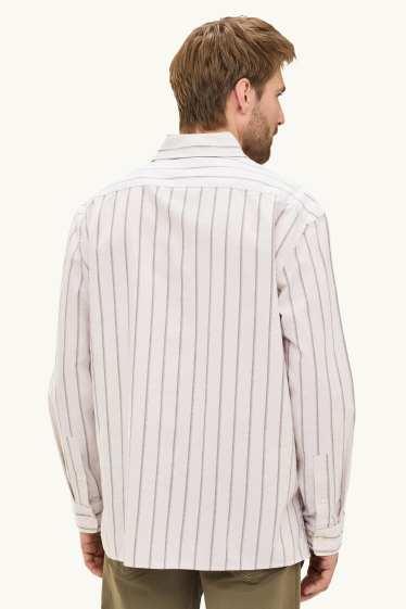 Hommes - Chemise - loose fit - col kent - à rayures - crème