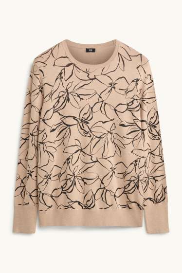 Women - Jumper - patterned - beige
