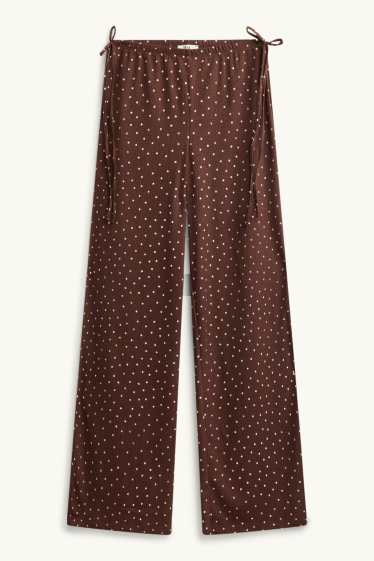 Dona - Pantalons de tela - mid waist - palazzo - de piquets - marró / blanc trencat