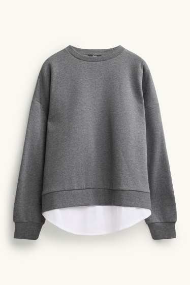 Femmes - Sweat - look 2-en-1 - gris chiné