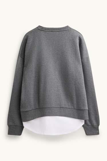 Femmes - Sweat - look 2-en-1 - gris chiné