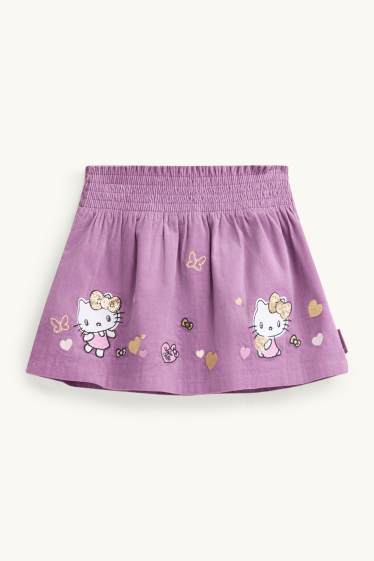 Kinder Mädchen - Hello Kitty - Cord-Rock - Glanz-Effekt - hellviolett