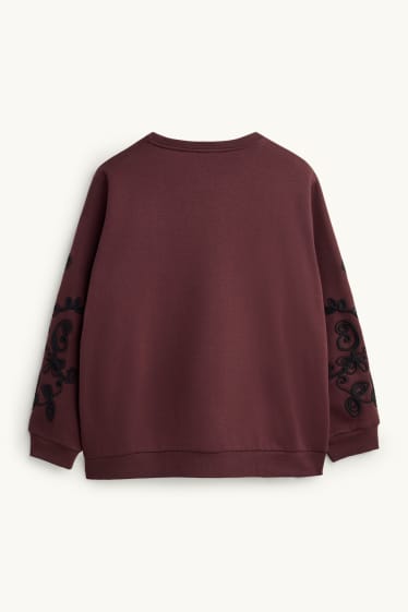 Damen - Sweatshirt - bestickt - braun