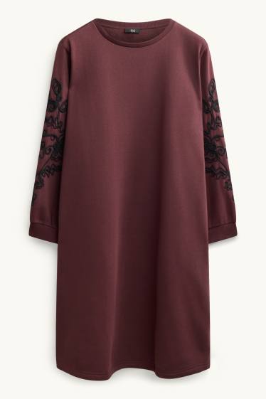 Dona - Vestit de dessuadora - straight fit - brodat - marró