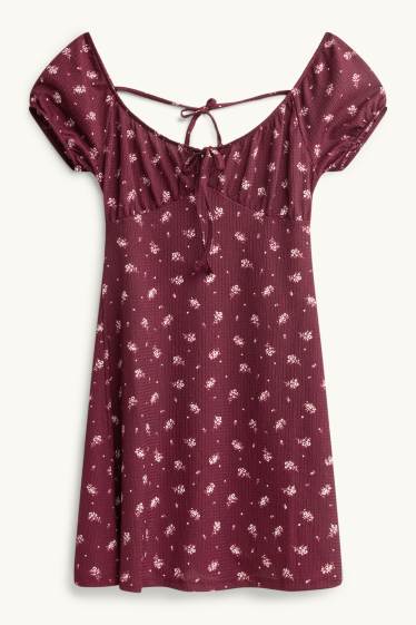 Women - A-line dress - floral - bordeaux