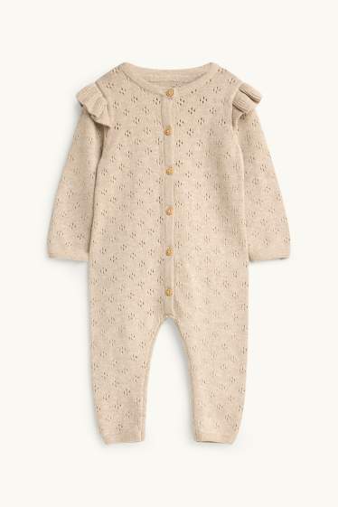 Baby: meisjes - Pointelle baby-jumpsuit - beige-mix