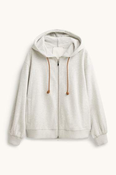 Dames - Sweatvest met capuchon - licht grijs-mix