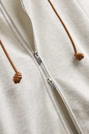 Dames - Sweatvest met capuchon - licht grijs-mix