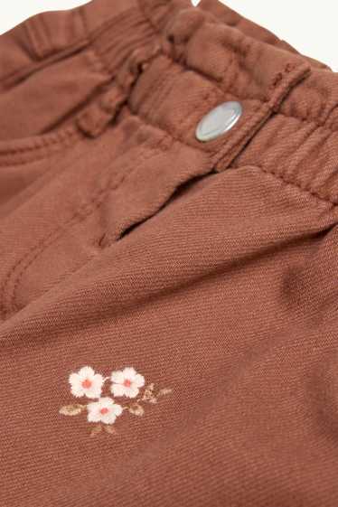 Neonate - Fiorellini - jeans per neonate - ricamati - marrone
