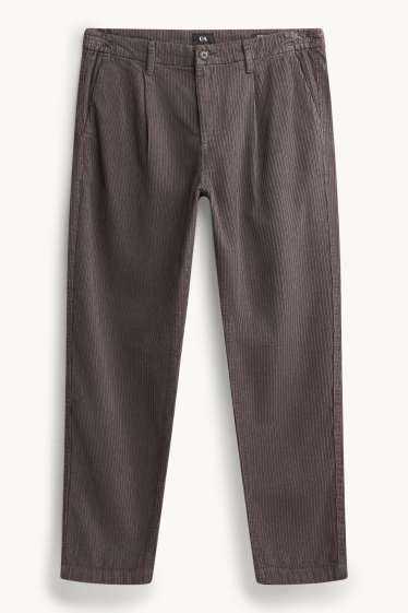 Hommes - Chino en velours côtelé - tapered fit - gris foncé