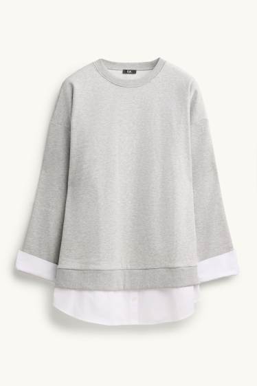 Women - Sweatshirt - 2-in-1 look - light gray