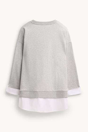 Women - Sweatshirt - 2-in-1 look - light gray