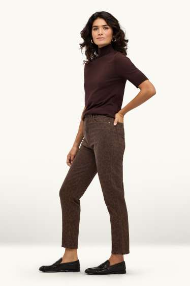 Dona - Mom Jeans - high waist -LYCRA ® - estampat de lleopard - marró fosc