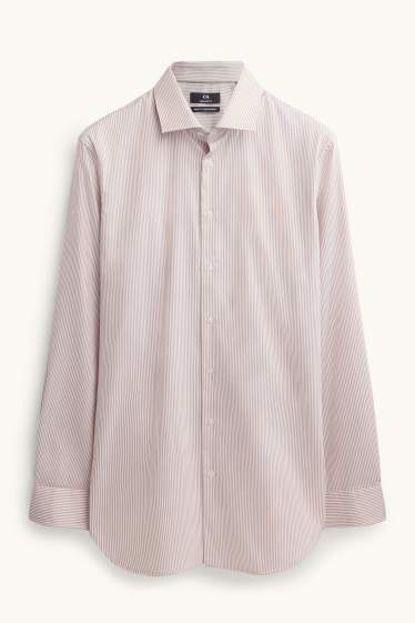 Herren - Businesshemd - Regular Fit - Kent - bügelfrei - gestreift - beige