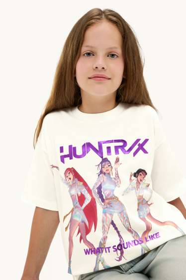 Enfants filles - KPop Demon Hunters - T-shirt - effet brillant - blanc crème
