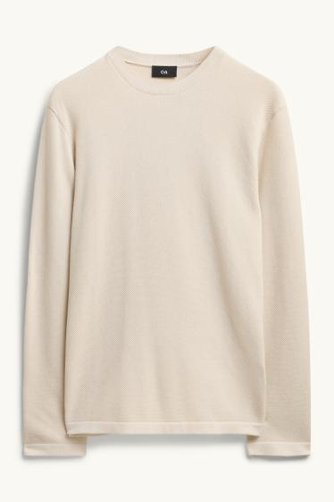 Men - Jumper - textured - cremewhite