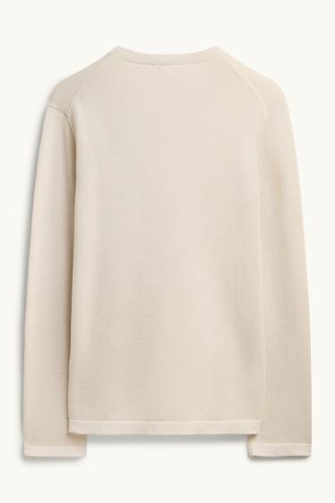 Men - Jumper - textured - cremewhite