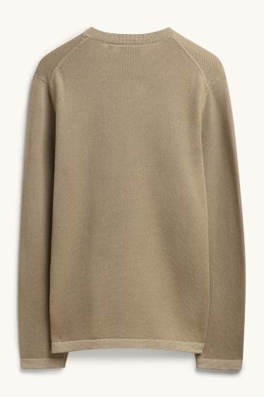 Men - Jumper - textured - beige