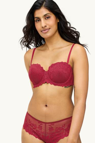 Femmes - Soutien-gorge avec armatures - BALCONETTE - ampliforme - rouge