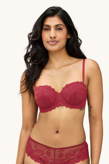 Femmes - Soutien-gorge avec armatures - BALCONETTE - ampliforme - rouge