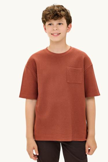 Children Boys - Short sleeve T-shirt - textured - rust