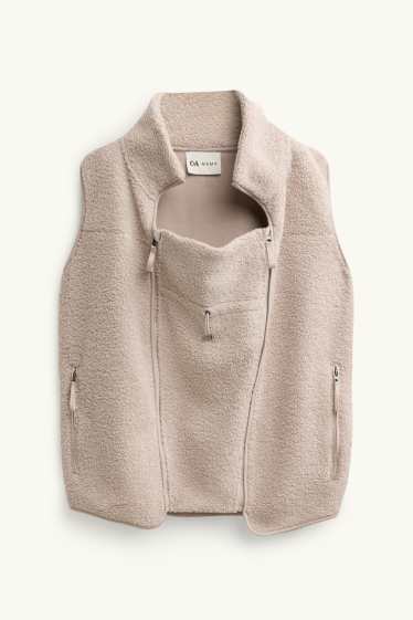 Dames - Zwangerschapsvest van fleece - met babydraagzak - licht beige
