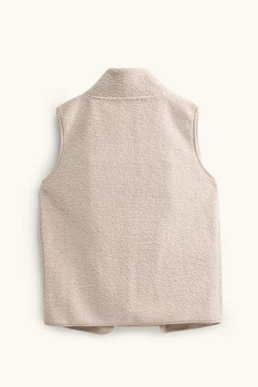 Dames - Zwangerschapsvest van fleece - met babydraagzak - licht beige
