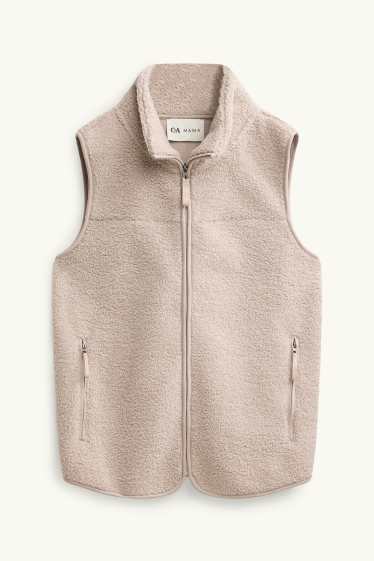 Dames - Zwangerschapsvest van fleece - met babydraagzak - licht beige