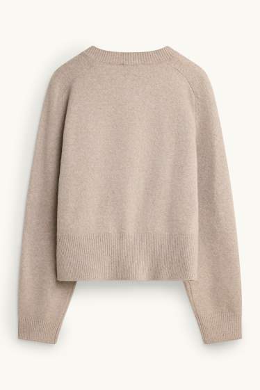 Femei - Cardigan tricotat - bej