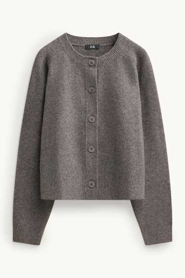 Femei - Cardigan tricotat - gri melanj