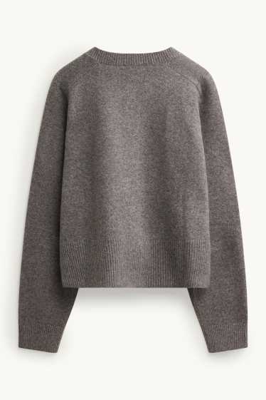 Femei - Cardigan tricotat - gri melanj
