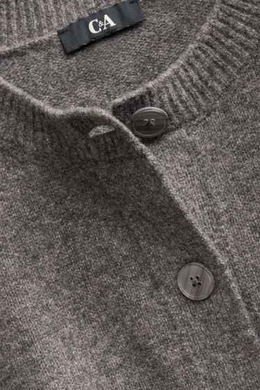 Femei - Cardigan tricotat - gri melanj