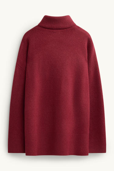 Femmes - Pull à col roulé - rouge foncé