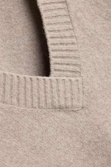 Femmes - Pull à col en V - beige chiné