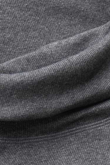 Damen - Rollkragenshirt - gerippt - dunkelgrau-melange