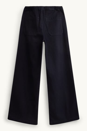 Femmes - Chenille wide leg jean - high waist - jean bleu foncé