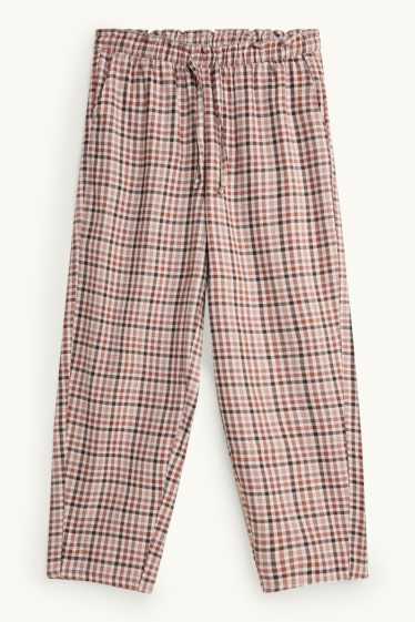 Femmes - Pantalon de pyjama en flanelle - à carreaux - marron / blanc crème