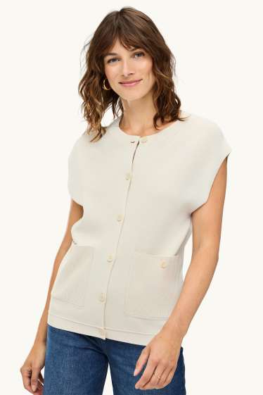 Dames - Gebreid gilet - crème wit