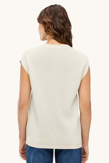 Dames - Gebreid gilet - crème wit
