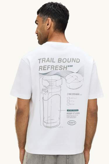 Herren - T-Shirt - Relaxed Fit - weiß / grau