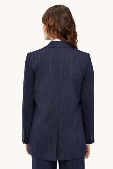 Damen - Longblazer - Regular Fit - Nadelstreifen - dunkelblau