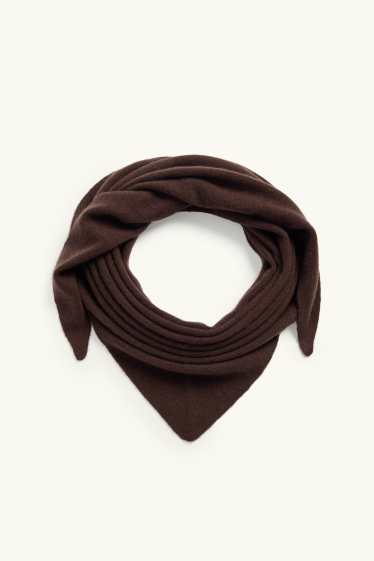 Women - Cashmere scarf - dark brown