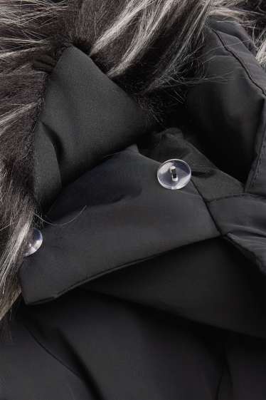 Damen - Steppjacke mit Kapuze - gefüttert - wasserabweisend - schwarz