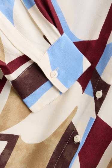Women - Shirt blouse - patterned - beige / blue