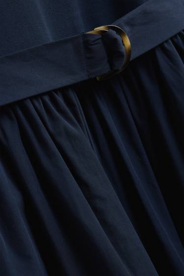 Damen - Fit & Flare Kleid mit Gürtel - dunkelblau