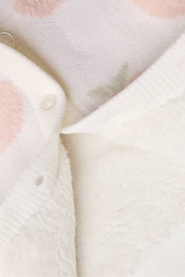 Baby: meisjes - Appeltje - babyvest met capuchon - gevoerd - roze / beige